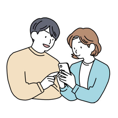 観光地を選ぶ男女のイラスト